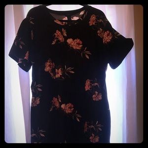 3XL Black short sleeve floral Dress